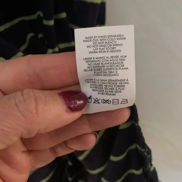 Cabi wWomen’s L Navy Blue & Lime Stripe Tunic T-Shirt - Picture 6 of 7